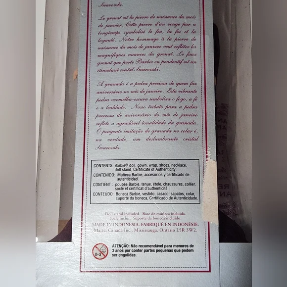 2002 January Garnet Barbie Doll The Birthstone Collection - Picture 11 of 12